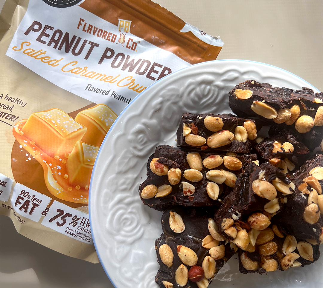 4 Ingredient Snickers Bar with Salted Caramel Flavored Peanut Butter