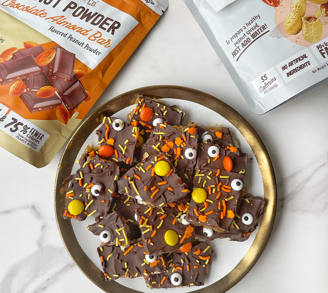 Halloween Crack Candy with Chocolate Almond Bar & Plain Peanutty Flavored Peanut Butter Powder
