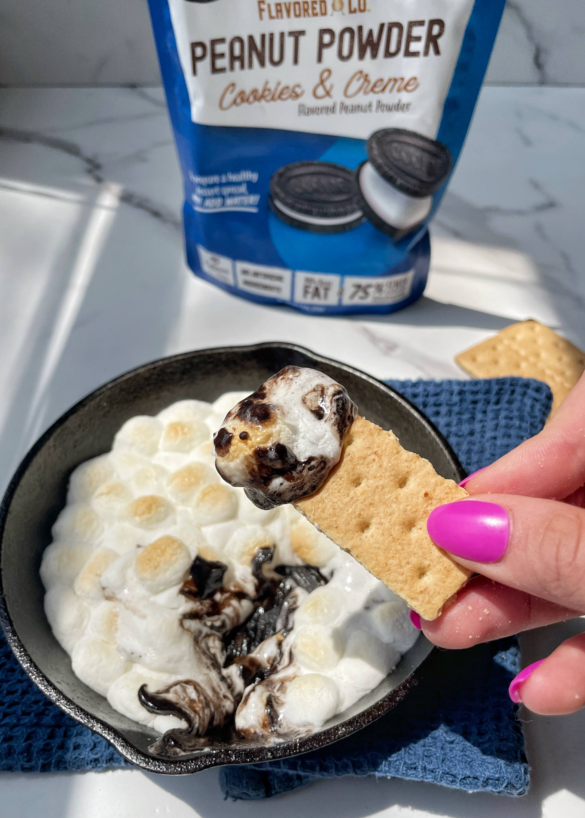 smores dip with flavored Peanut butter powder